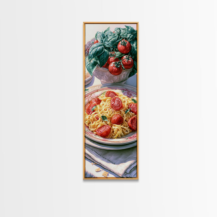 Fresh Pasta with Tomatoes and Basil Canvas Print, Restaurant Art, Gallery Decor, Restaurant Decor, Fine Art, Bistro, Wall Art, RES-1x3-14