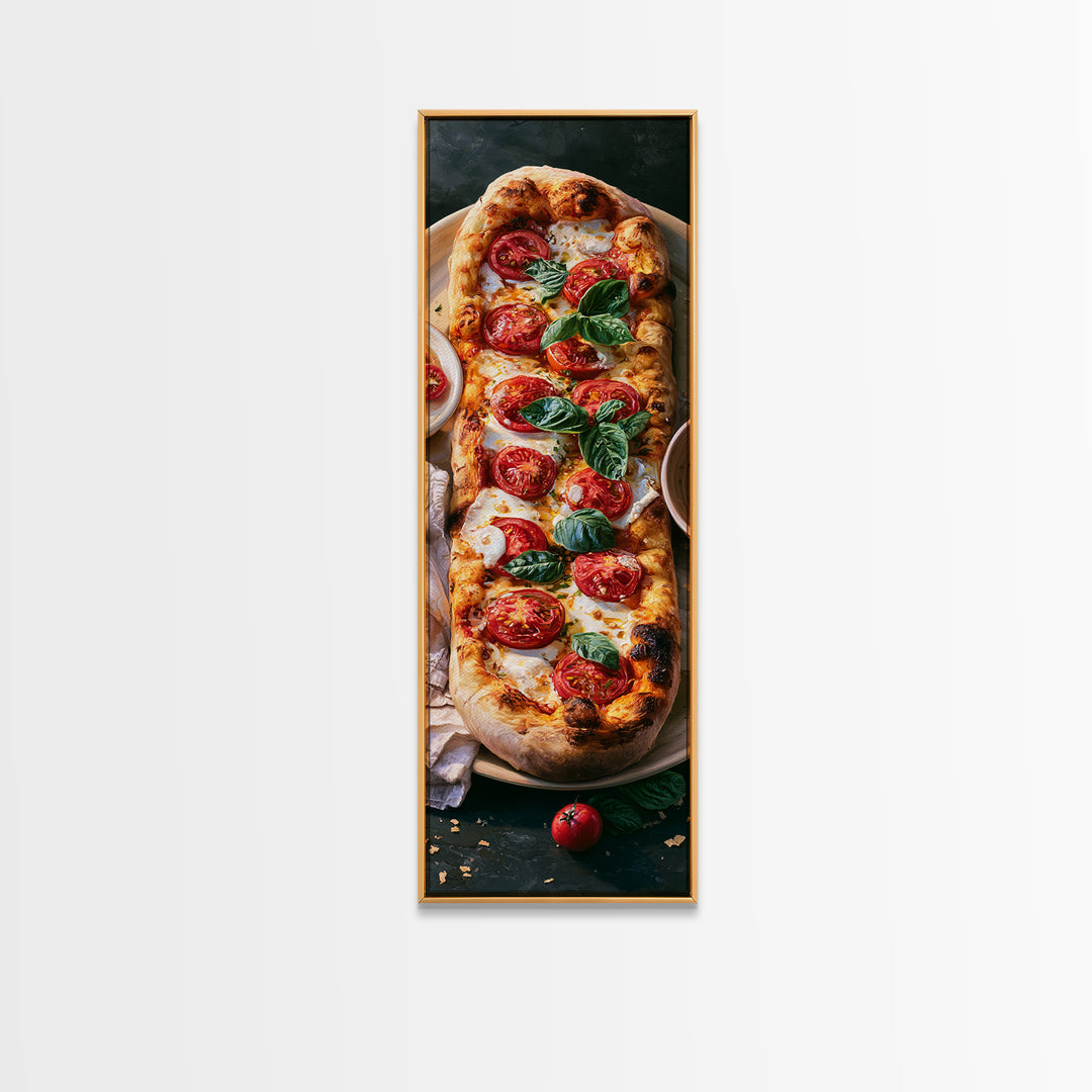 Pizzeria Tomato Basil and Mozzarella Still Life Canvas Print, Restaurant Art, Stained Glass Art, Restaurant Decor, Bistro, RES-1x3-22