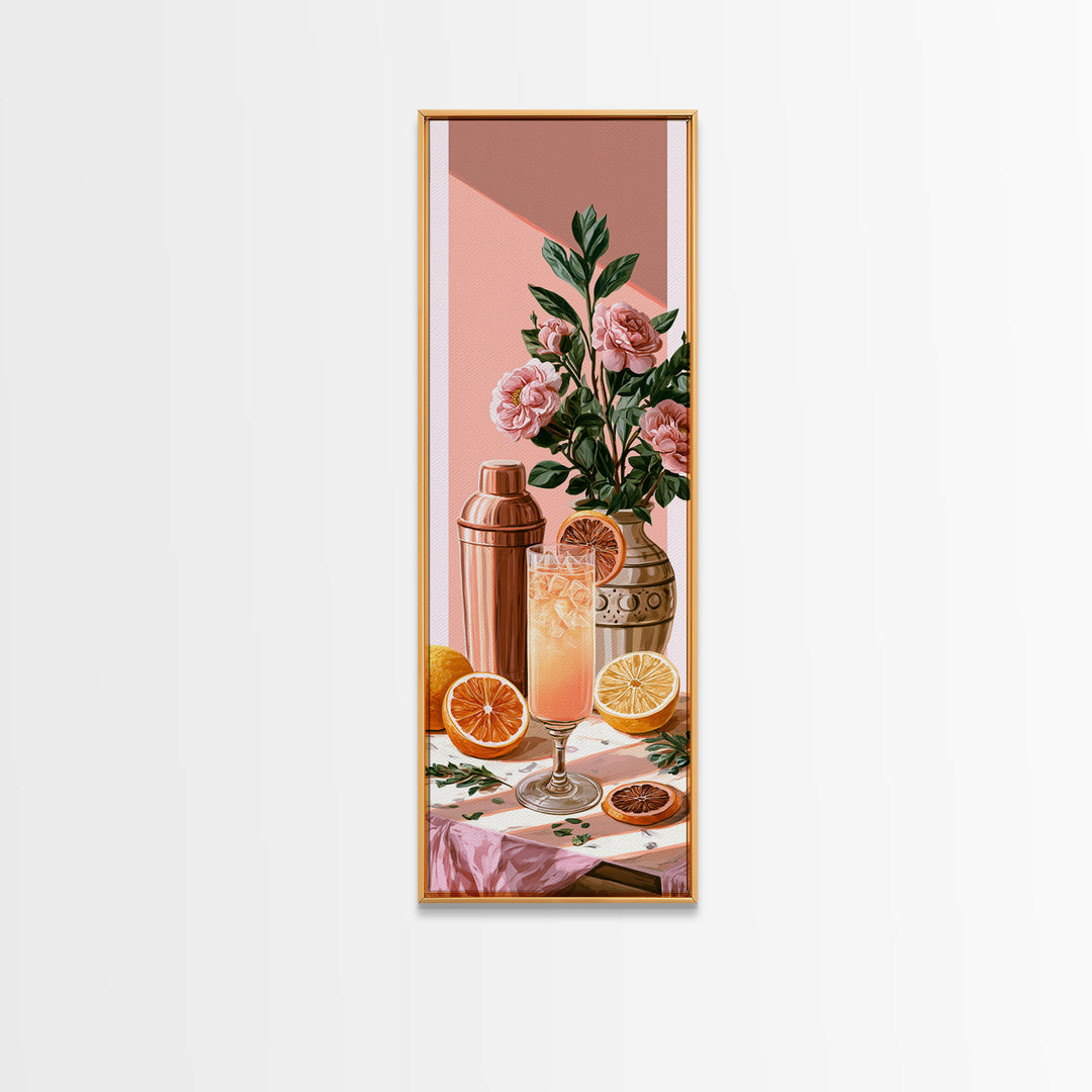 Cocktail and Citrus Bar Composition Canvas Print, Restaurant Art, Printable Art, Restaurant Decor, Bistro, Watercolor Art, RES-1x3-23