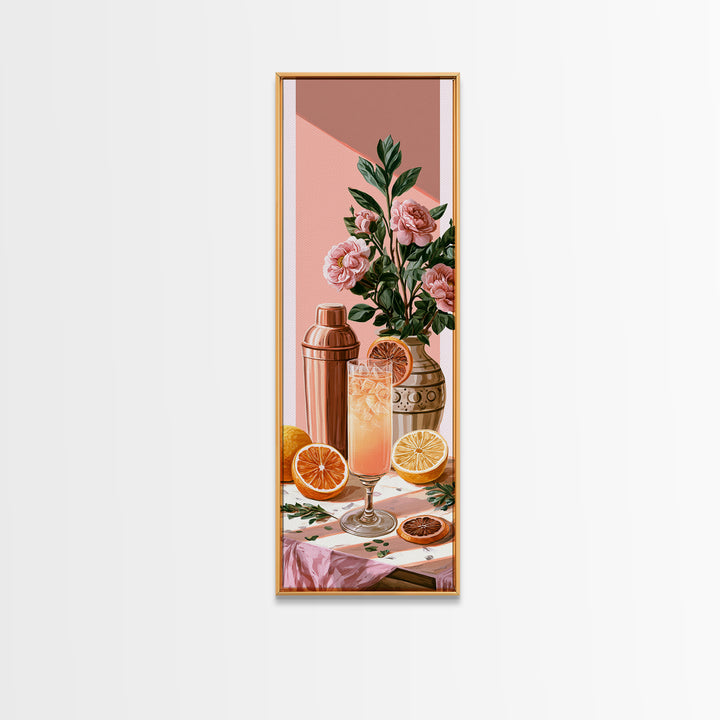 Cocktail and Citrus Bar Composition Canvas Print, Restaurant Art, Printable Art, Restaurant Decor, Bistro, Watercolor Art, RES-1x3-23