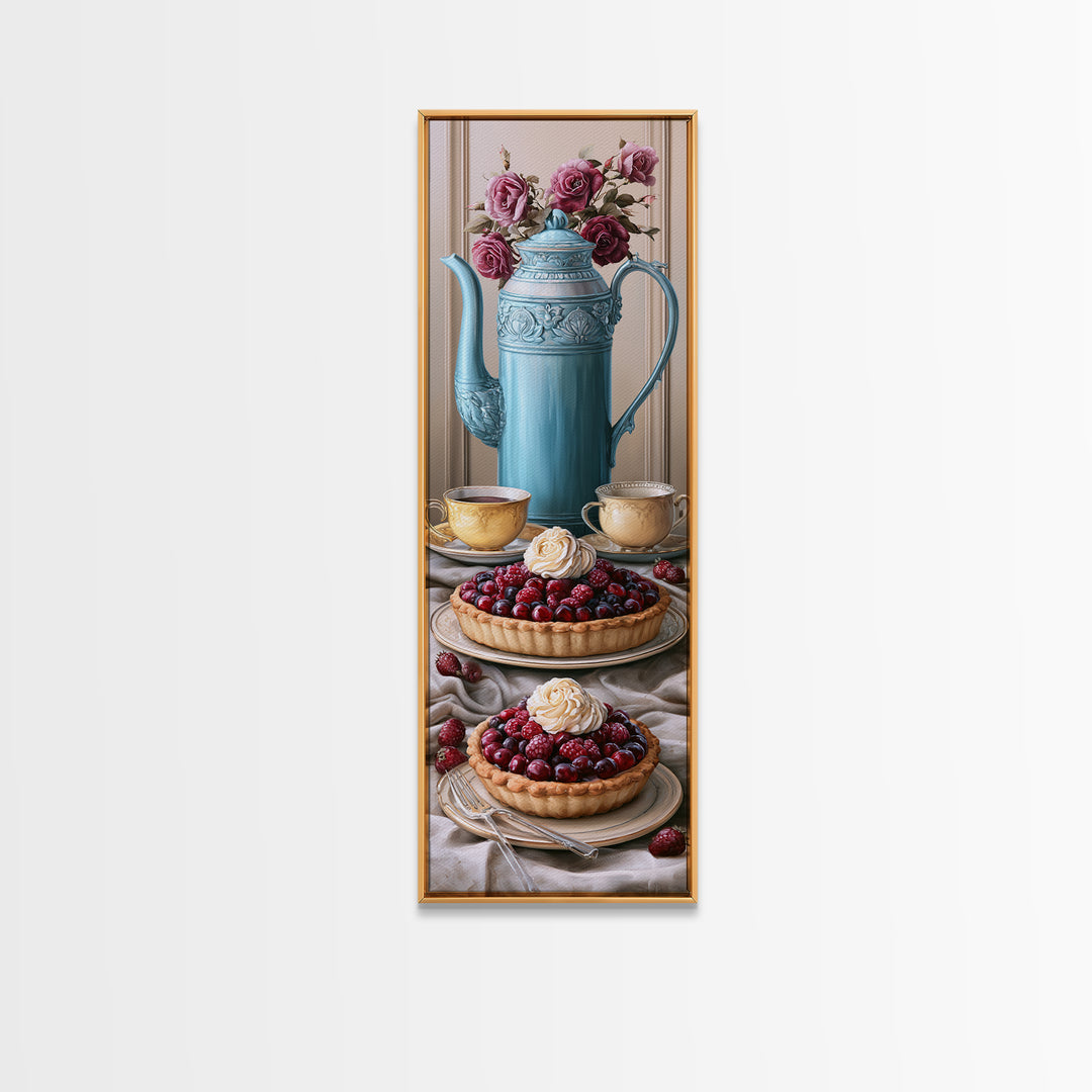 Dessert Tart with Berries and Cream Canvas Print, Restaurant Art, Art Print, Restaurant Decor, Fine Art, Bistro, Kitchen Art, RES-1x3-28