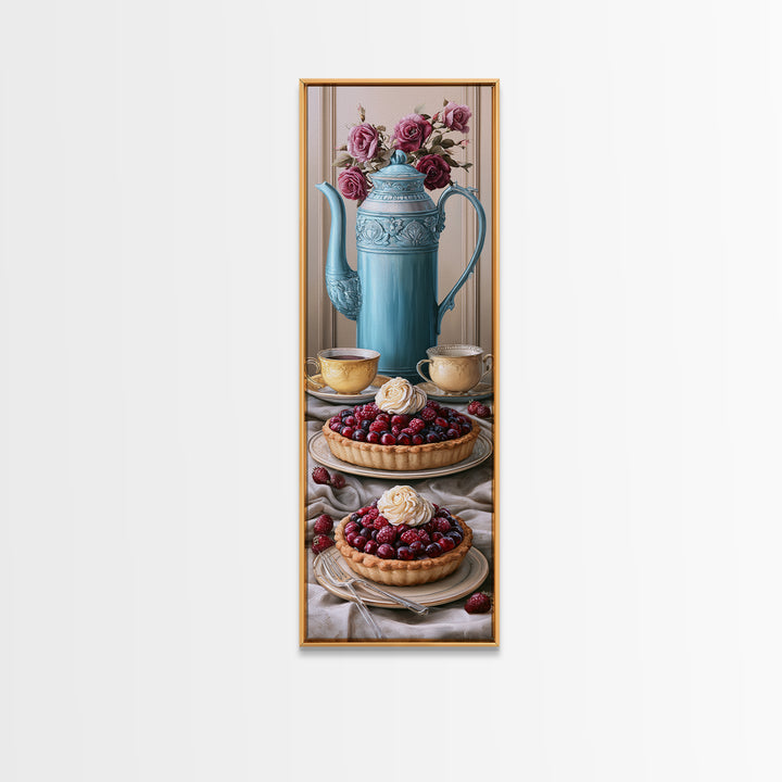 Dessert Tart with Berries and Cream Canvas Print, Restaurant Art, Art Print, Restaurant Decor, Fine Art, Bistro, Kitchen Art, RES-1x3-28