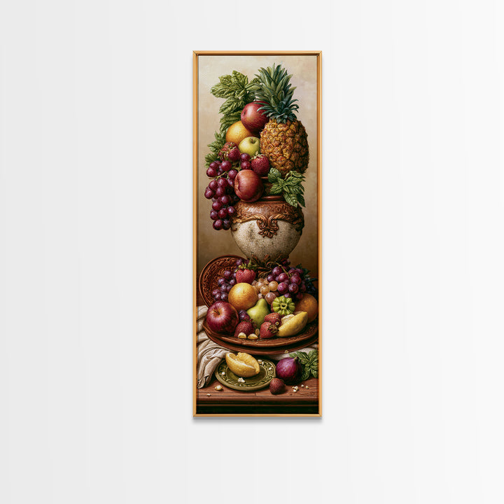 Tropical Fruit Platter Framed Canvas Print, Restaurant Art, Food Art, Restaurant Decor, Oil Painting, Bistro, Minimalist Decor, RES-1x3-30