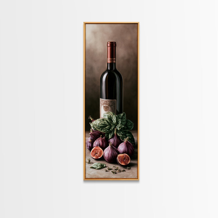 Wine Bottle and Figs Canvas Print, Restaurant Art, Minimalist Decor, Restaurant Decor, Fine Art, Bistro, Kitchen Decor, RES-1x3-37