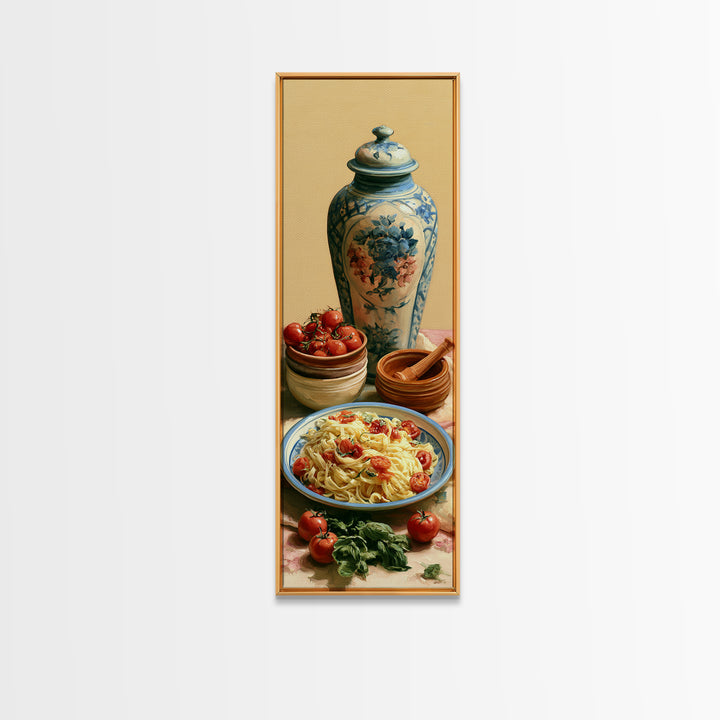 Fresh Pasta with Tomatoes and Basil Canvas Print, Restaurant Art, Gallery Decor, Restaurant Decor, Fine Art, Bistro, Wall Art, RES-1x3-38