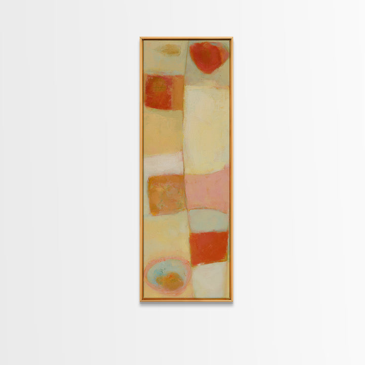 Abstract Appetite Friendly Red and Orange Shapes Canvas Print, Restaurant Art, Textured Painting, Restaurant Decor, Bistro, RES-1x3-53