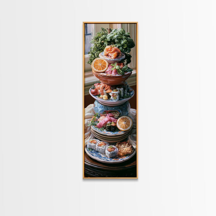 Sushi Fish and Ceramic Plate Composition Canvas Print, Restaurant Art, Printable Wall Art, Restaurant Decor, Fine Art, Bistro, RES-1x3-65