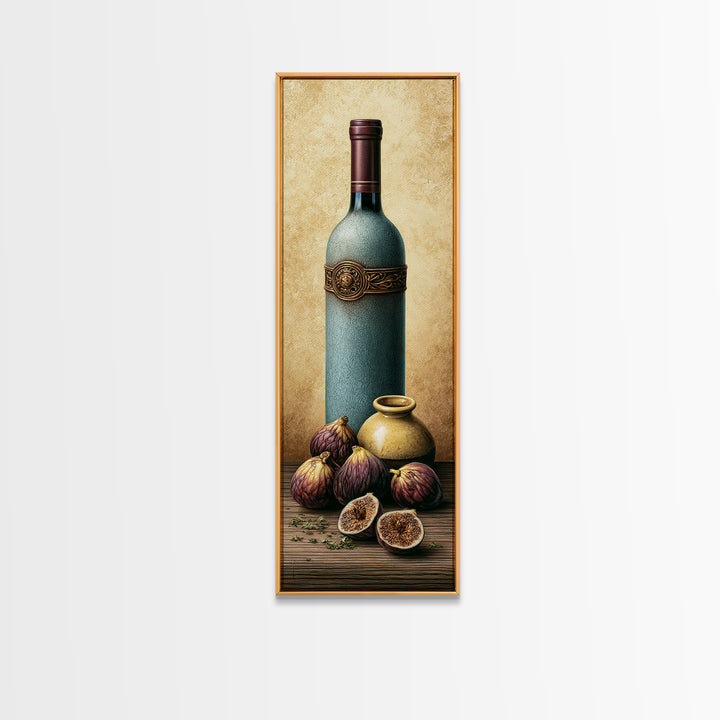 Wine Bottle and Figs Canvas Print, Restaurant Art, Canvas Wall Art, Restaurant Decor, Fine Art, Bistro, Bedroom Wall Art, RES-1x3-85