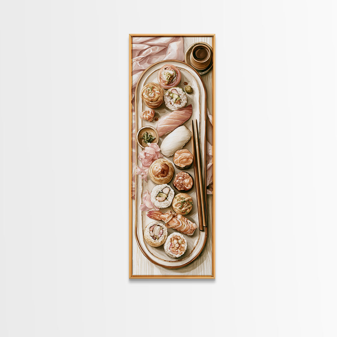 Sushi Fish and Ceramic Plate Composition Canvas Print, Restaurant Art, Cool Wall Art, Restaurant Decor, Fine Art, Bistro, RES-1x3-89