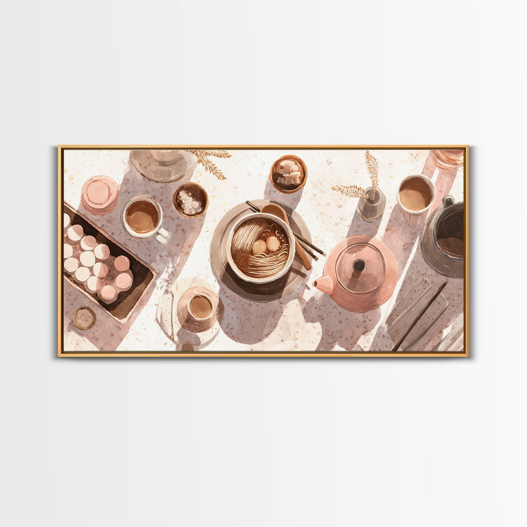 Ramen Bowl Rendered Framed Canvas Print, Restaurant Art, Contemporary Art, Restaurant Decor, Fine Art, Bistro, Kitchen Wall Art, RES-2x1-10