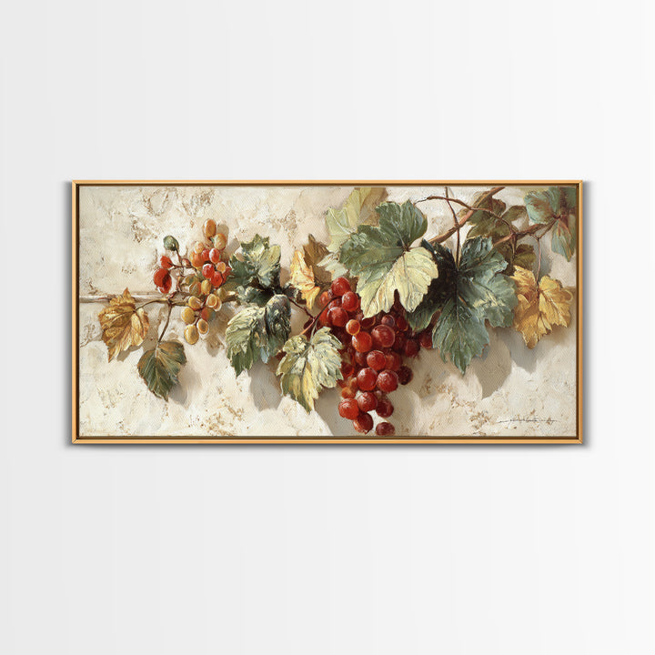 Wine Grapevine Botanical Study Framed Canvas Print, Restaurant Art, Wall Art Print, Restaurant Decor, Fine Art, Bistro, RES-2x1-11