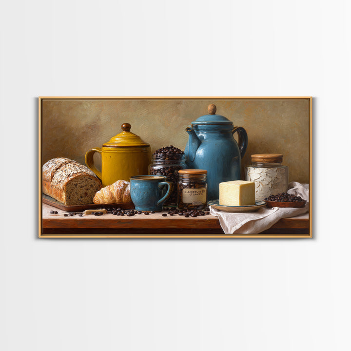 Coffee Beans and Pastry Arrangement Framed Canvas Print, Restaurant Art, Room Decor, Restaurant Decor, Fine Art, Bistro, RES-2x1-18