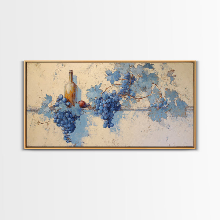 Oyster Platter with Lemons and Champagne Framed Canvas Print, Restaurant Art, Framed Wall Art, Restaurant Decor, Watercolor Art, RES-2x1-23