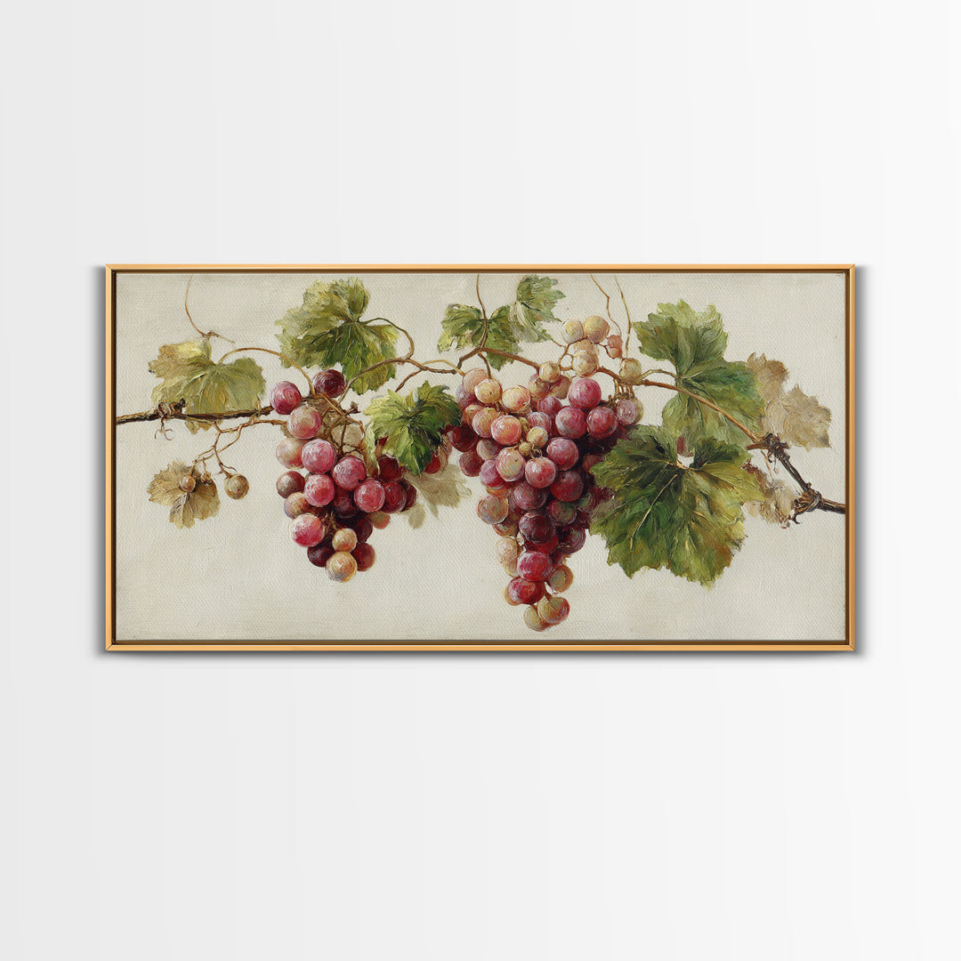Wine Grapevine Botanical Study Framed Canvas Print, Restaurant Art, Wall Art, Restaurant Decor, Watercolor Art, Bistro, RES-2x1-35