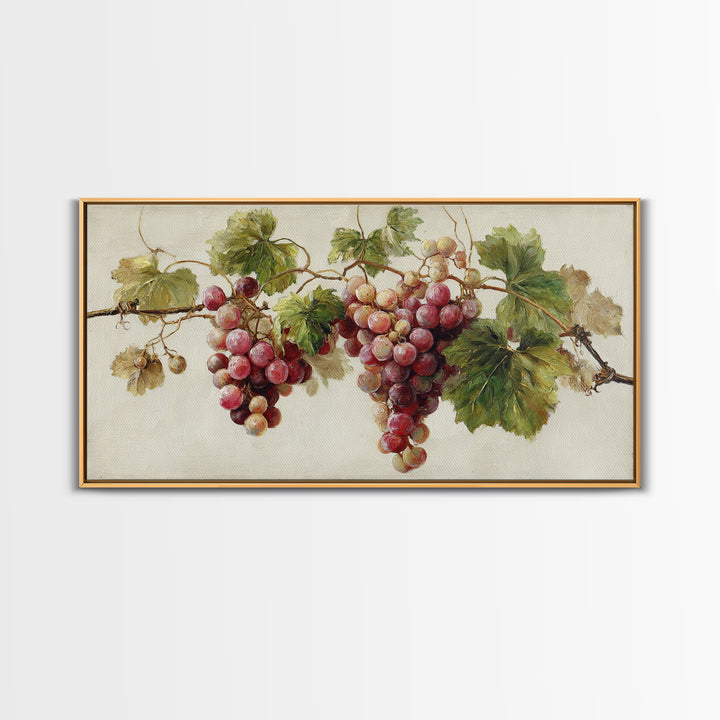 Wine Grapevine Botanical Study Framed Canvas Print, Restaurant Art, Wall Art, Restaurant Decor, Watercolor Art, Bistro, RES-2x1-35