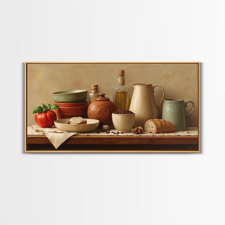Coffee Beans and Pastry Arrangement Framed Canvas Print, Restaurant Art, Room Decor, Restaurant Decor, Fine Art, Bistro, RES-2x1-42