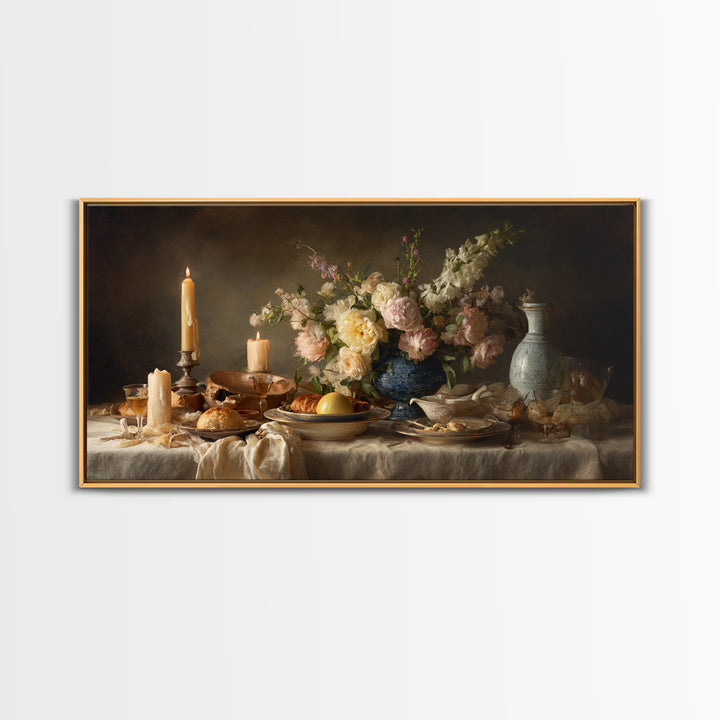 Elegant Table Objects Canvas Print, Restaurant Art, Framed Wall Art, Restaurant Decor, Watercolor Art, Bistro, RES-2x1-68