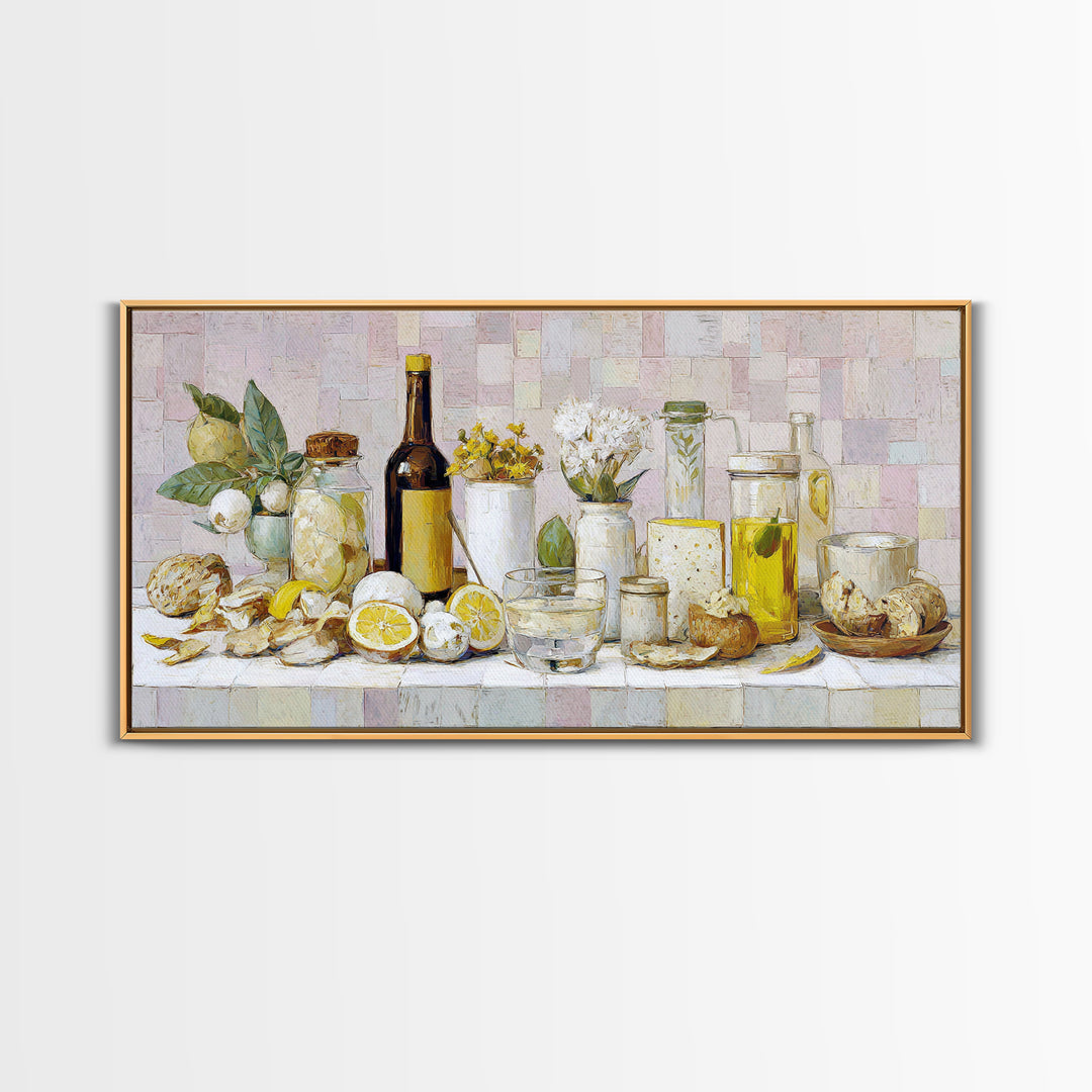 Cocktail and Citrus Bar Composition Framed Canvas Print, Restaurant Art, Printable Wall Art, Restaurant Decor, Fine Art, Bistro, RES-2x1-7