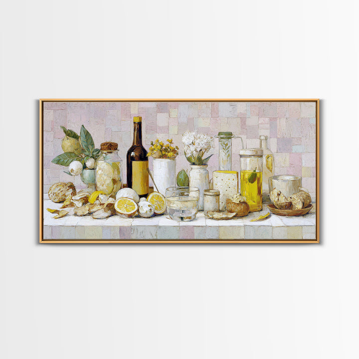 Cocktail and Citrus Bar Composition Framed Canvas Print, Restaurant Art, Printable Wall Art, Restaurant Decor, Fine Art, Bistro, RES-2x1-7
