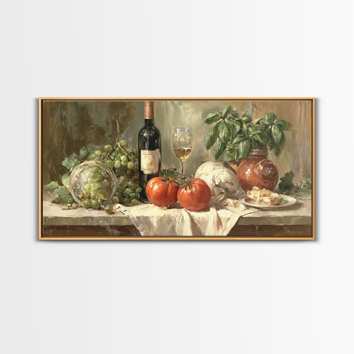 Wine Grapevine Botanical Study Framed Canvas Print, Restaurant Art, Wall Decor, Restaurant Decor, Oil Painting, Bistro, RES-2x1-83