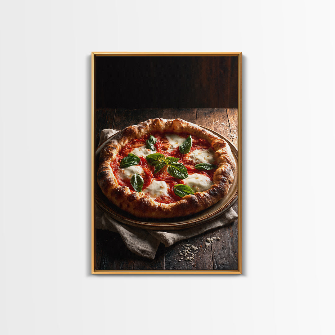 Pizzeria Tomato Basil and Mozzarella Still Life Canvas Print, Restaurant Art, Restaurant Decor, Bistro, Watercolor Painting, RES-2x3-18