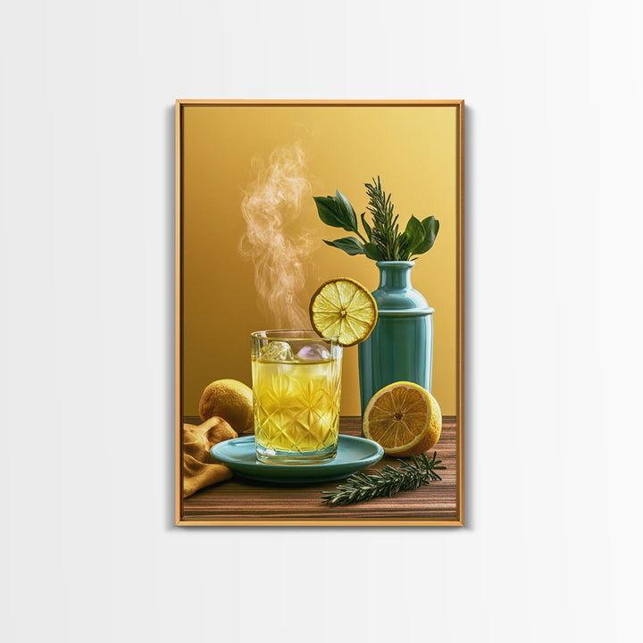 Cocktail and Citrus Bar Composition Framed Canvas Print, Restaurant Art, Contemporary Art, Restaurant Decor, Fine Art, Bistro, RES-2x3-19