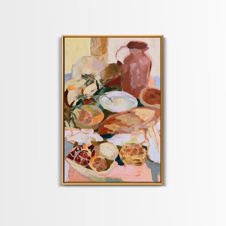Abstract Appetite Friendly Red and Orange Shapes Framed Canvas Print, Restaurant Art, Large Wall Art, Restaurant Decor, Bistro, RES-2x3-25