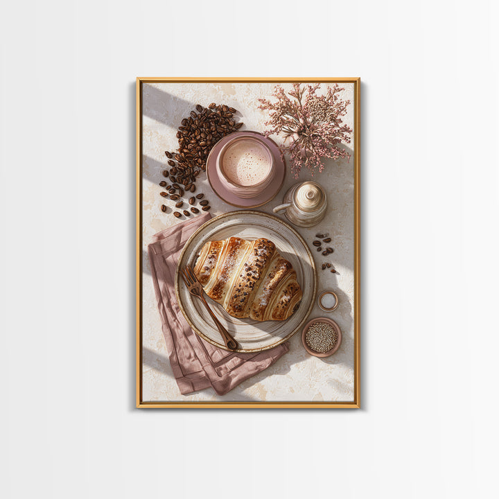 Coffee Beans and Pastry Arrangement Canvas Print, Restaurant Art, Art Print, Restaurant Decor, Fine Art, Bistro, Kitchen Art, RES-2x3-54