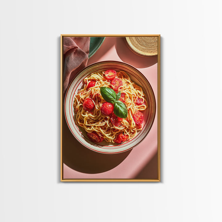Fresh Pasta with Tomatoes and Basil Canvas Print, Restaurant Art, Kitchen Decor, Restaurant Decor, Bistro, Bedroom Wall Art, RES-2x3-58