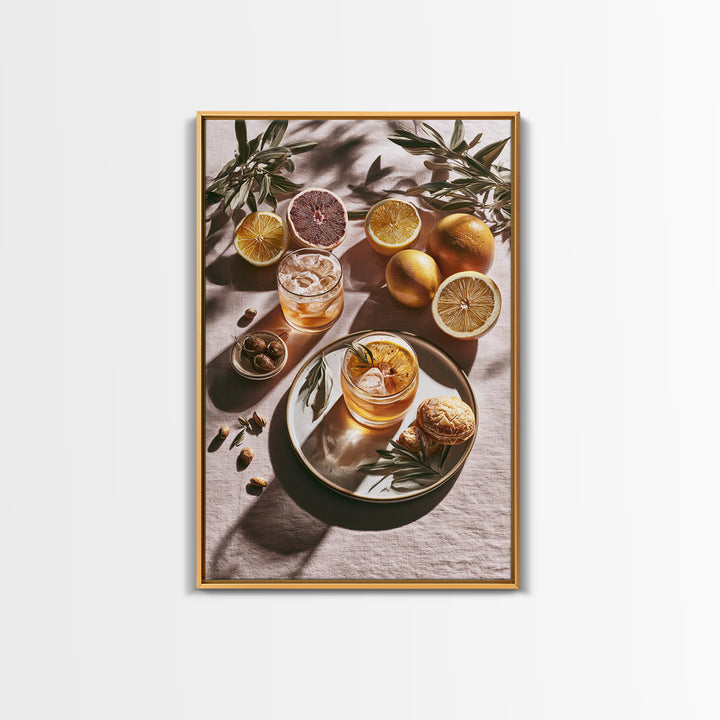 Cocktail and Citrus Bar Composition Canvas Print, Restaurant Art, Kitchen Art, Restaurant Decor, Fine Art, Bistro, Food Art, RES-2x3-67