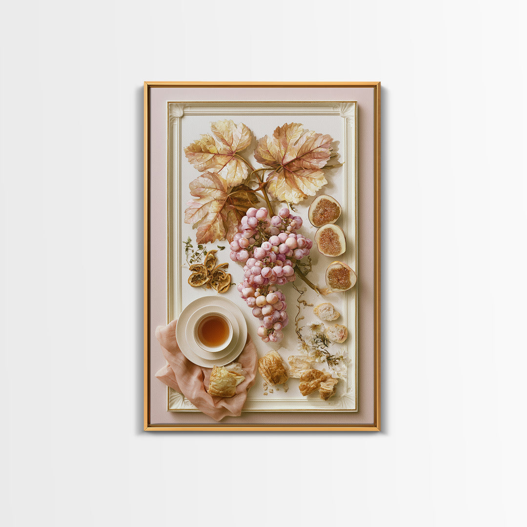 Wine Grapevine Botanical Study Canvas Print, Restaurant Art, Food Art, Restaurant Decor, Watercolor Art, Bistro, RES-2x3-95