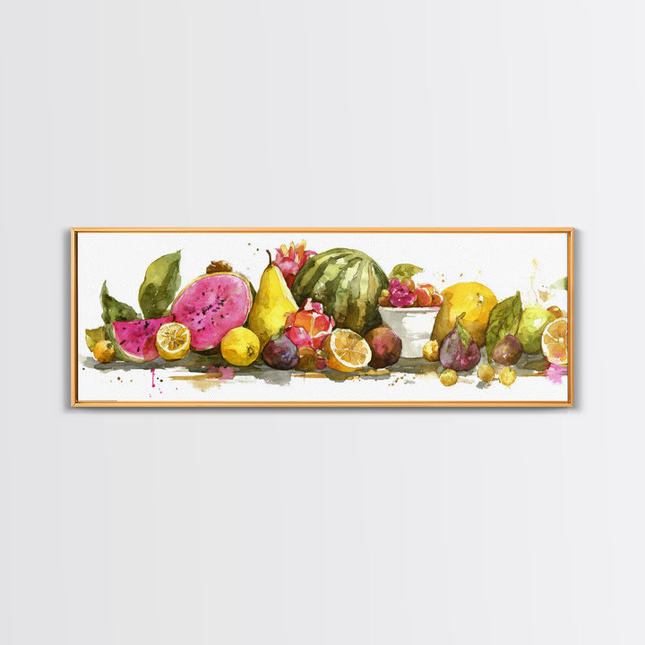 Tropical Fruit Platter Framed Canvas Print, Restaurant Art, Canvas, Restaurant Decor, Fine Art, Bistro, Living Room Decor, RES-3x1-10