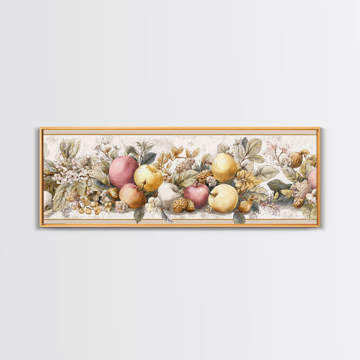 Classic Fruit Bowl Canvas Print, Restaurant Art, Stained Glass Art, Restaurant Decor, Fine Art, Bistro, Textured Painting, RES-3x1-20