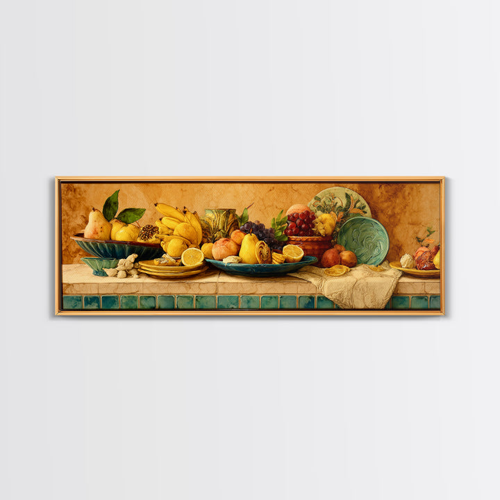 Tropical Fruit Platter Canvas Print, Restaurant Art, Kitchen Wall Art, Restaurant Decor, Abstract Art, Bistro, RES-3x1-34