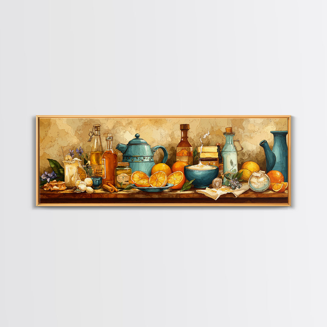 Cocktail and Citrus Bar Composition Canvas Print, Restaurant Art, Printable Art, Restaurant Decor, Bistro, Watercolor Art, RES-3x1-75