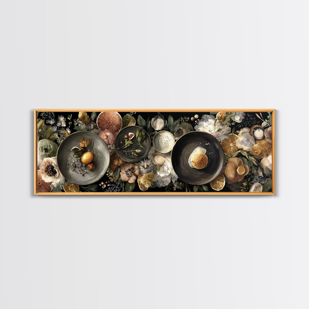 Blackboard Menu Feeling Without Readable Text Canvas Print, Restaurant Art, Food Art, Restaurant Decor, Oil Painting, Bistro, RES-3x1-85