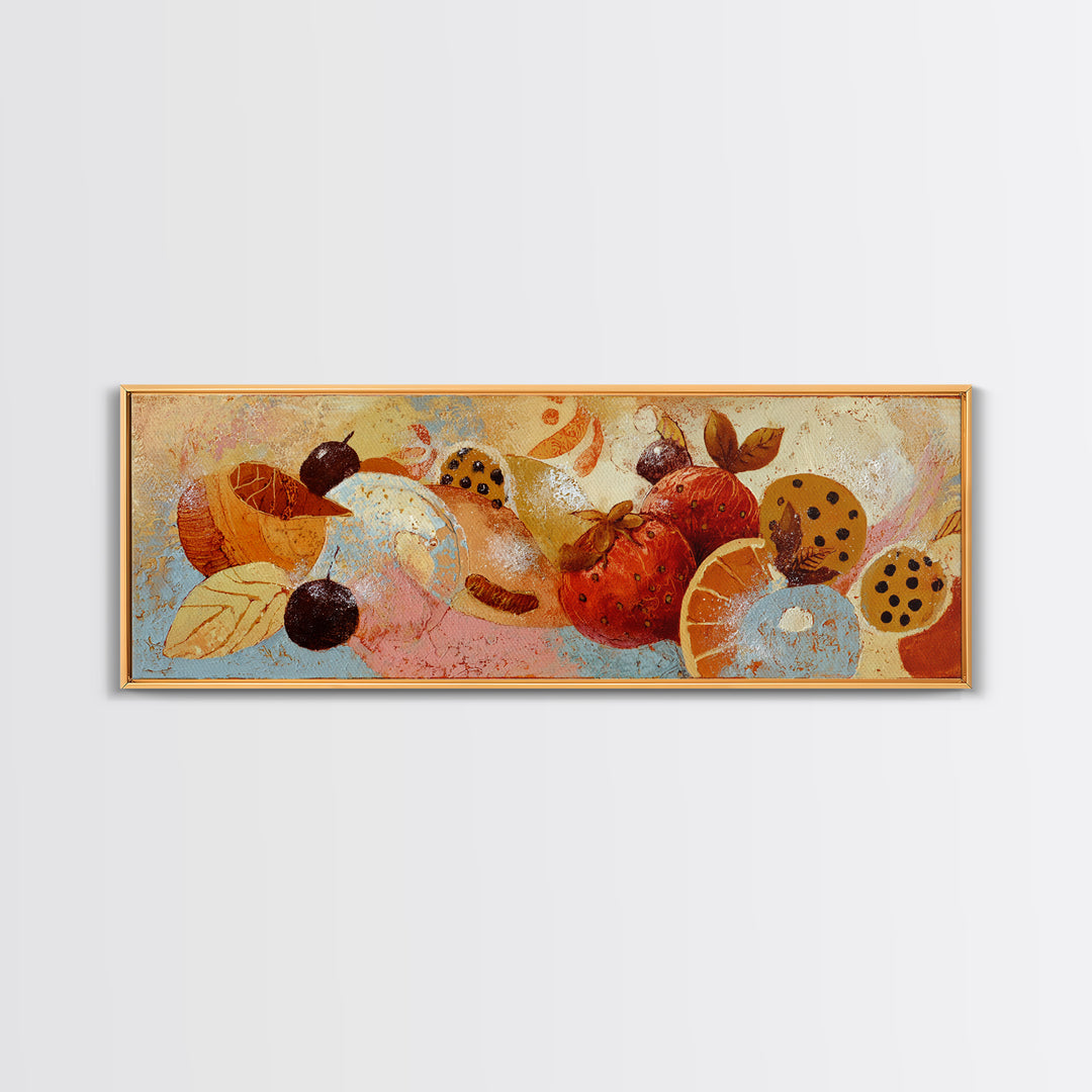 Abstract Appetite Friendly Red and Orange Shapes Framed Canvas Print, Restaurant Art, Kitchen Art, Restaurant Decor, Bistro, RES-3x1-9