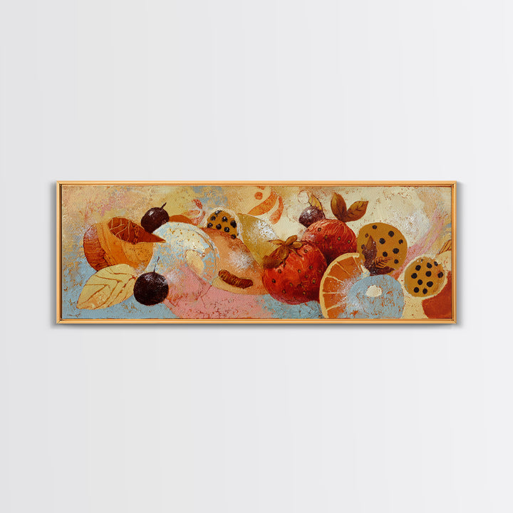 Abstract Appetite Friendly Red and Orange Shapes Framed Canvas Print, Restaurant Art, Kitchen Art, Restaurant Decor, Bistro, RES-3x1-9