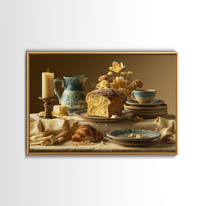 Elegant Table Objects Framed Canvas Print, Restaurant Art, Wall Art, Restaurant Decor, Watercolor Art, Bistro, Digital Print, RES-3x2-100
