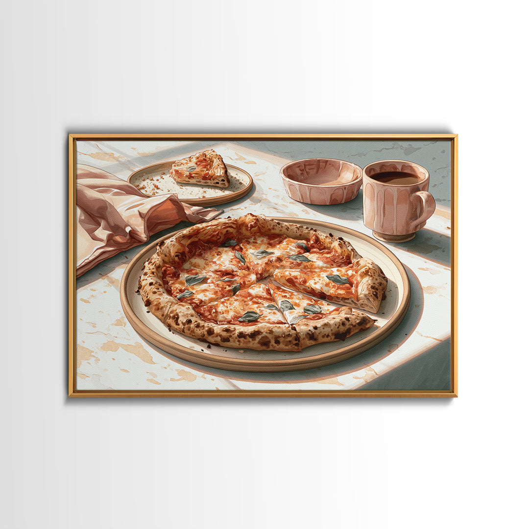 Pizzeria Tomato Basil and Mozzarella Still Life Framed Canvas Print, Restaurant Art, Digital Print, Restaurant Decor, Bistro, RES-3x2-14