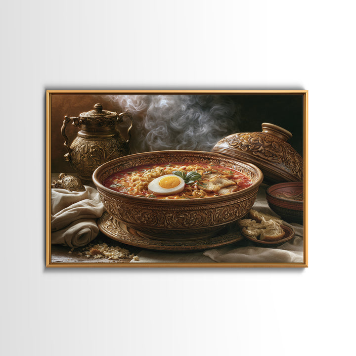 Ramen Bowl Rendered Framed Canvas Print, Restaurant Art, Printable Art, Restaurant Decor, Fine Art, Bistro, Watercolor Art, RES-3x2-18
