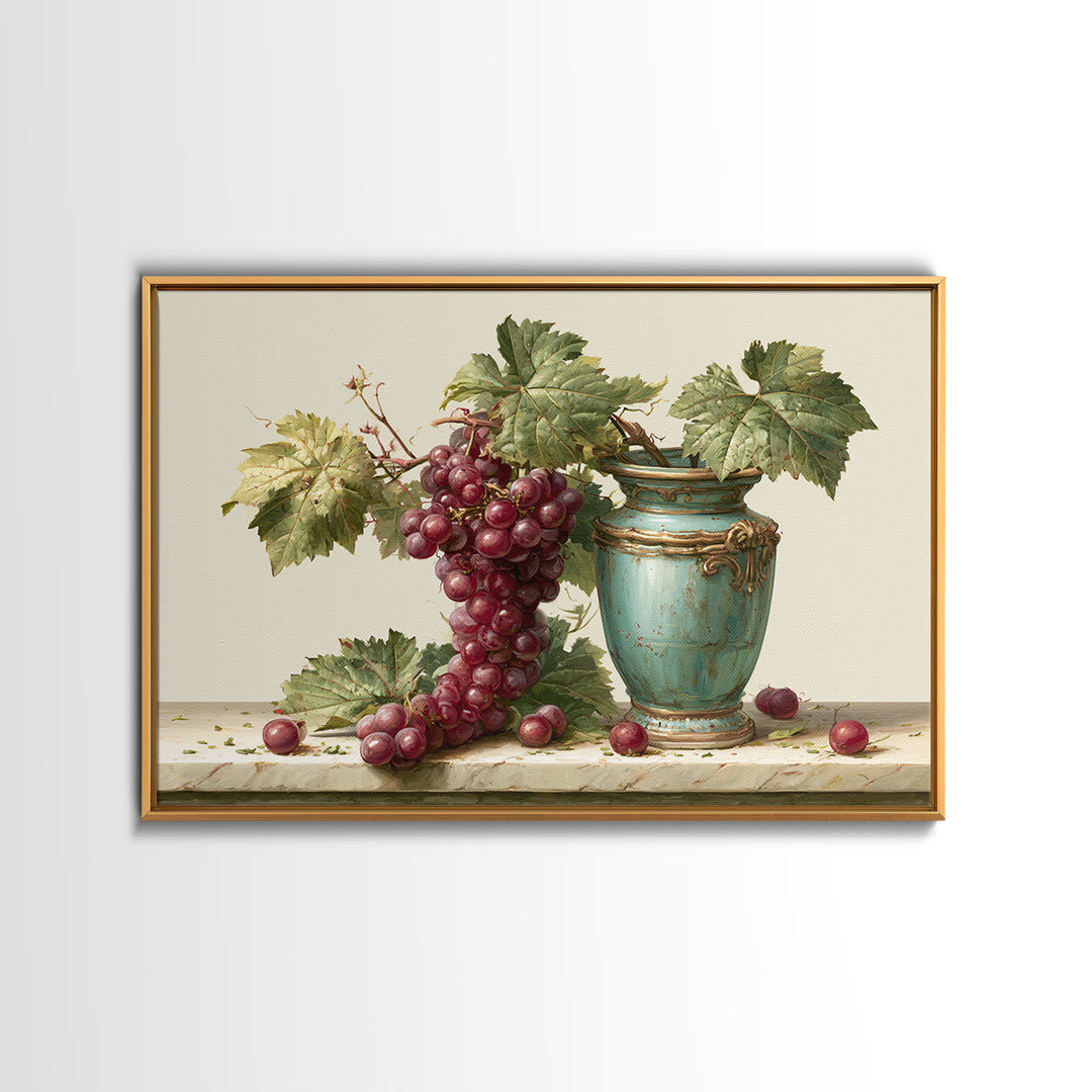 Wine Grapevine Botanical Study Framed Canvas Print, Restaurant Art, Statement Artwork, Restaurant Decor, Fine Art, Bistro, RES-3x2-19