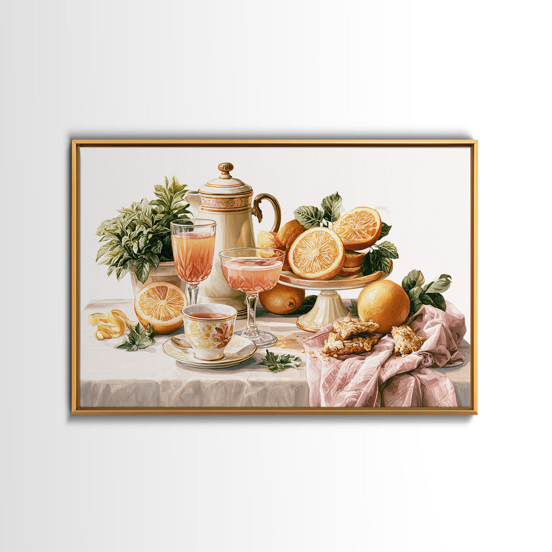 Cocktail and Citrus Bar Composition Framed Canvas Print, Restaurant Art, Contemporary Art, Restaurant Decor, Fine Art, Bistro, RES-3x2-39