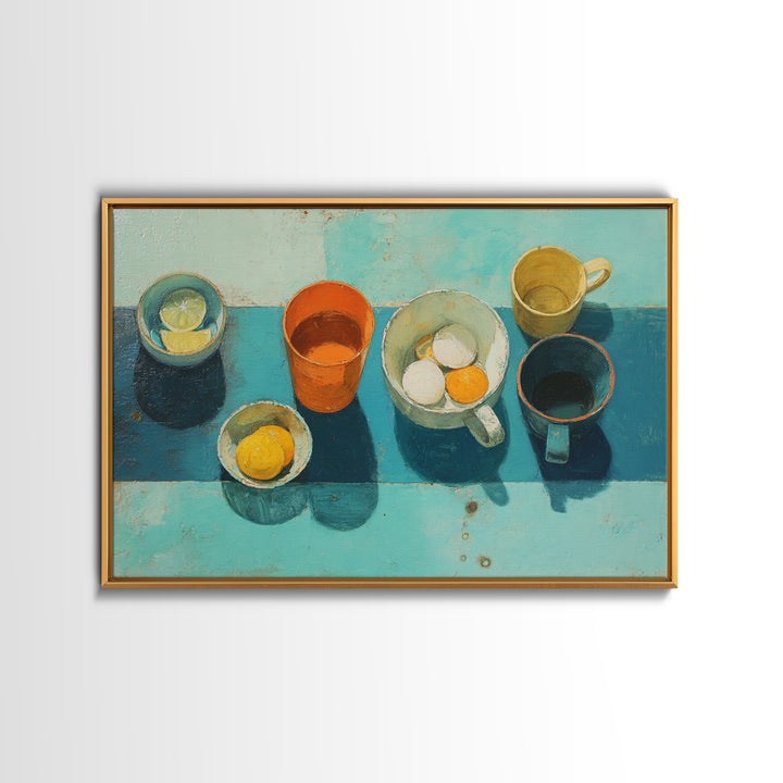 Abstract Appetite Friendly Red and Orange Shapes Framed Canvas Print, Restaurant Art, Gallery Decor, Restaurant Decor, Bistro, RES-3x2-45