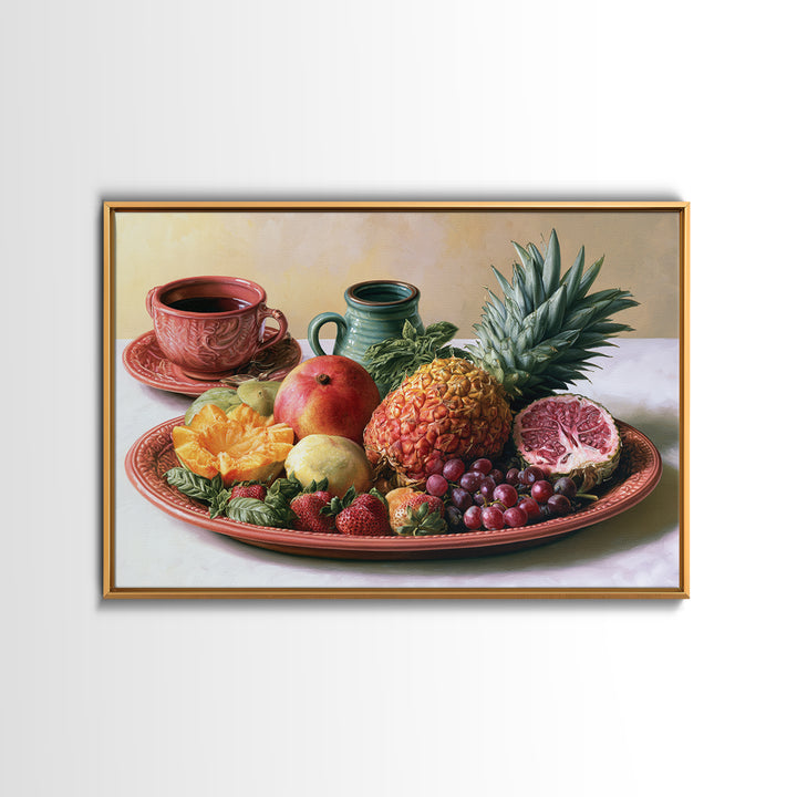 Tropical Fruit Platter Framed Canvas Print, Restaurant Art, Wall Art Print, Restaurant Decor, Fine Art, Bistro, Modern Decor, RES-3x2-46