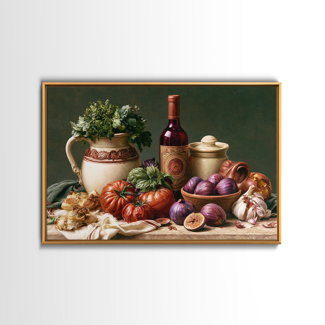 Wine Bottle and Figs Canvas Print, Restaurant Art, Modern Decor, Restaurant Decor, Fine Art, Bistro, Poster, Wall Decor, RES-3x2-53