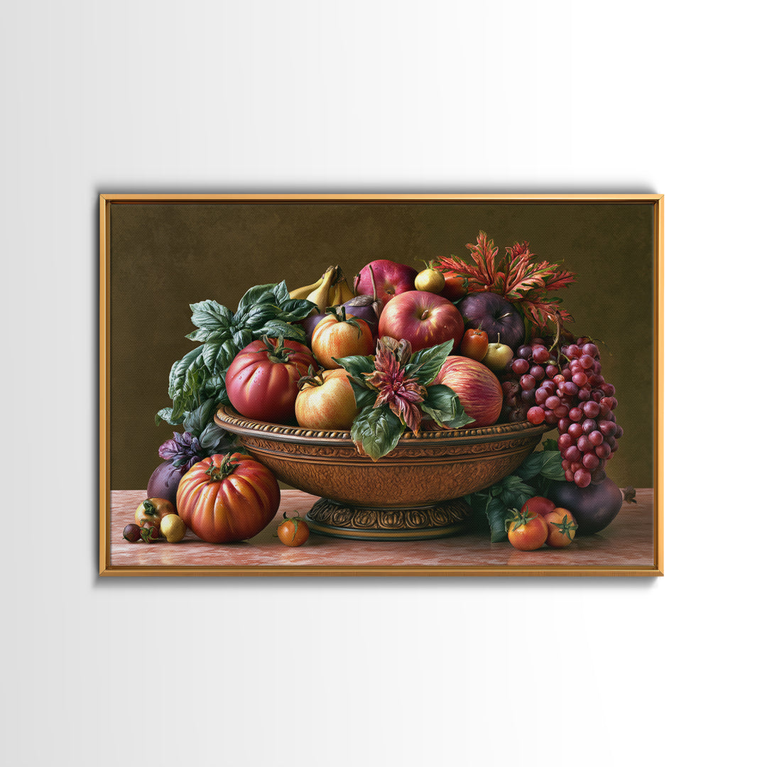 Classic Fruit Bowl Canvas Print, Restaurant Art, Room Decor, Restaurant Decor, Fine Art, Bistro, Framed Wall Art, RES-3x2-56