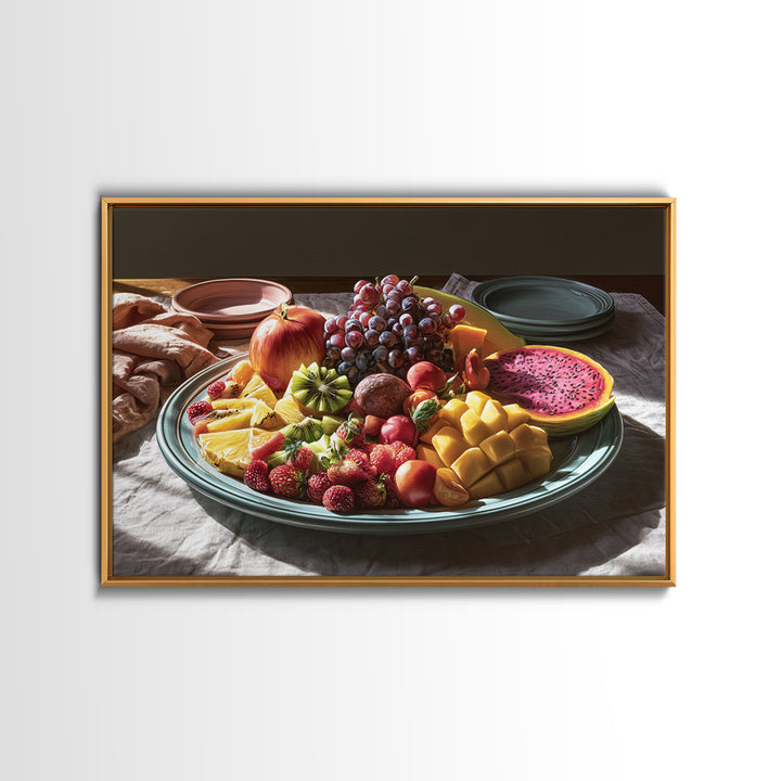 Tropical Fruit Platter Framed Canvas Print, Restaurant Art, Wall Art Print, Restaurant Decor, Fine Art, Bistro, Modern Decor, RES-3x2-70