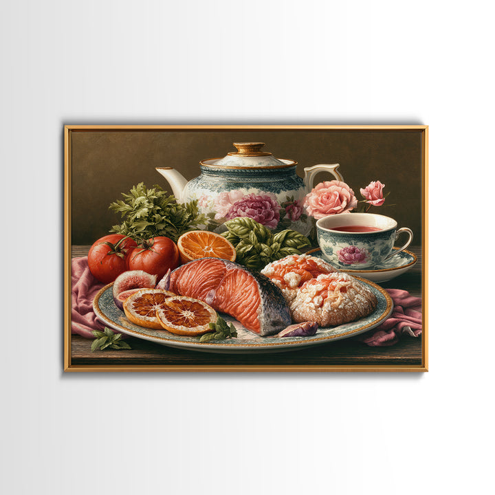 Sushi Fish and Ceramic Plate Composition Framed Canvas Print, Restaurant Art, Canvas Print, Restaurant Decor, Fine Art, Bistro, RES-3x2-9