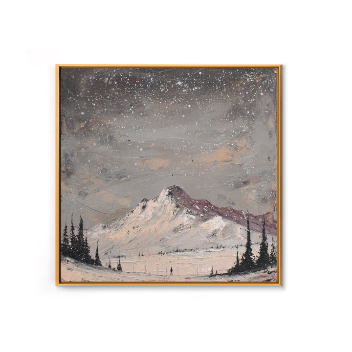 Retro Ski Poster Mountain Scene Framed Canvas Print, Retro Art, Wall Art Print, Living Room Decor, Fine Art, Retro, Boho Decor, RET-1x1-24